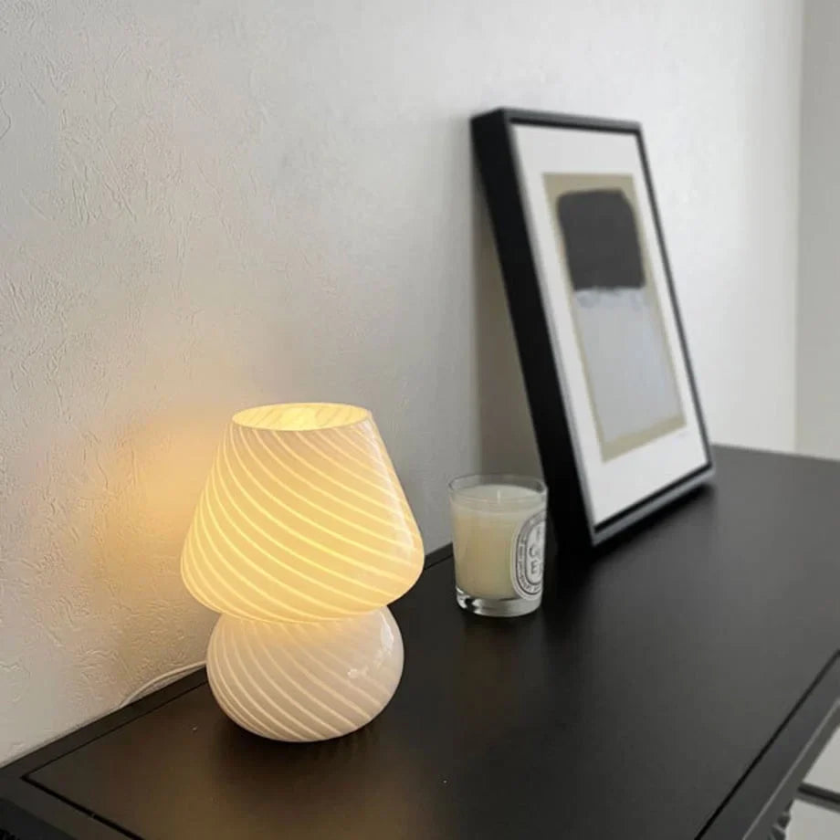 Swirled Glass Mushroom Lamp
