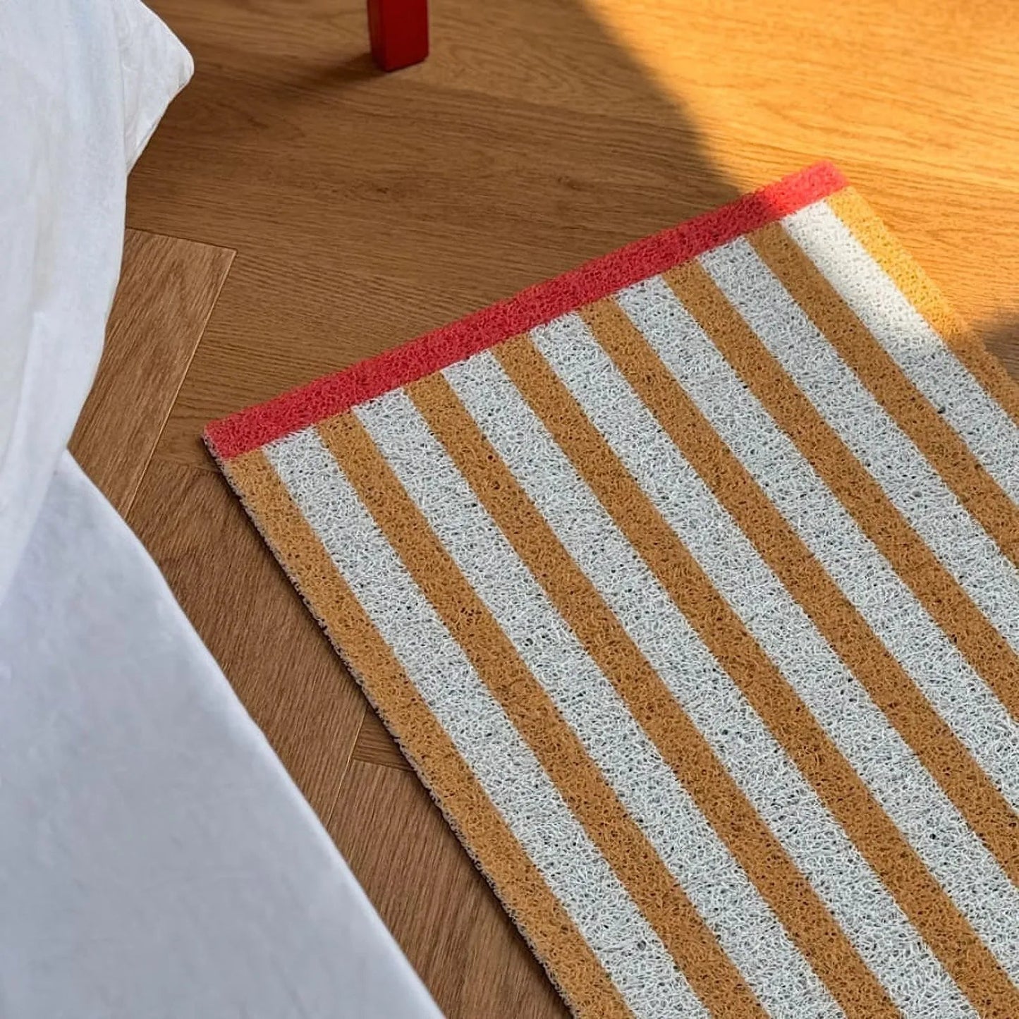 Textured Striped PVC Coil Accent Rug