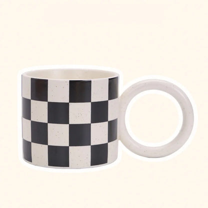 Chunky Checkered Ceramic Mug