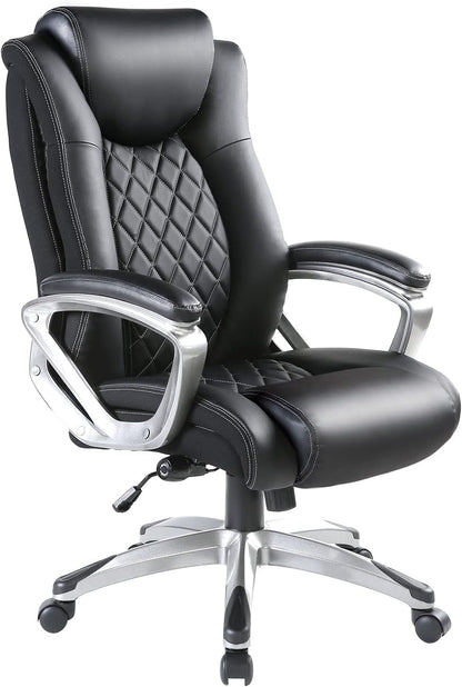 High Back Executive Office Chair 300Lbs - Adjustable Built-In Lumbar Support, Ergonomic Leather Computer Desk Chair with Padded Armrest Swivel Chair for Home and Office (Black) Chairs & Sofas Managerial & Executive Chairs Office Furniture & Lighting Office Products