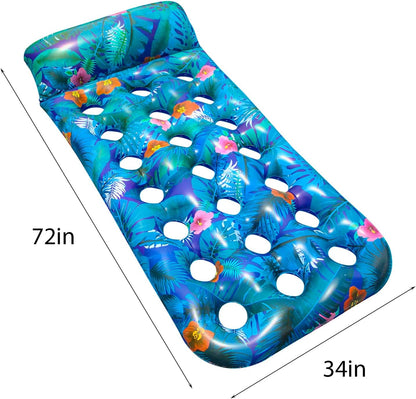 Finduwill Inflatable Pool Floats Raft, 2 Pack Inflatable Pool Floats Adult Size with Headrest, 72" Large Pool Floaties Cooling Contour Lounger Floating Mat Floaty for Pool, Lake, Summer Party Float Pool Rafts & Inflatable Ride-ons Pools & Water Toys Sports & Outdoor Play Toys & Games