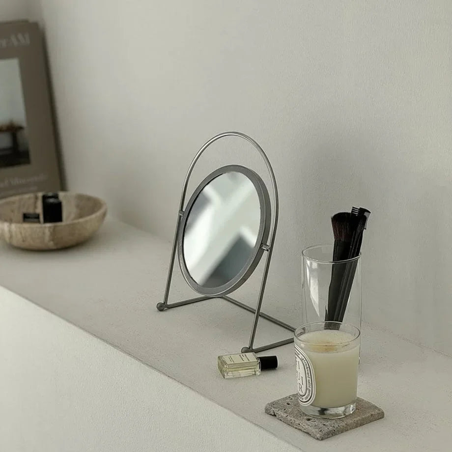 Matte Metal Swivel Desktop Mirror