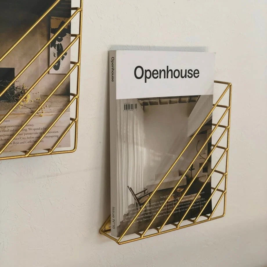 Geometric Wireframe Metal Magazine Rack