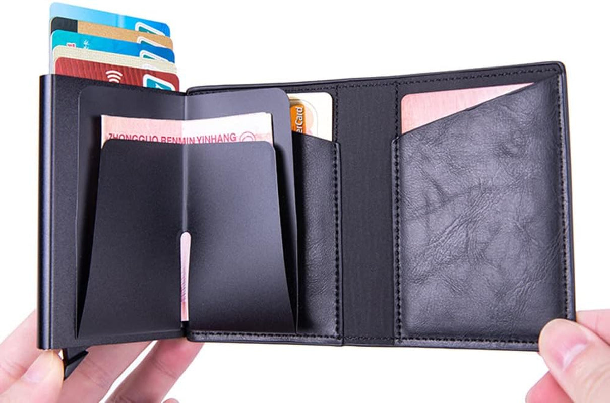 ELUVE 2-In-1 Airtag Wallet [Updated 2022 Version] Slim Smart Leather Trifold Air Tag Wallet + Airtag Keychain Set | RFID Block Technology, Pop-Up Credit Card Holder with Slim Money Clip for Men Black Accessories Card Cases & Money Organizers Clothing Men Shoes & Jewelry Wallets