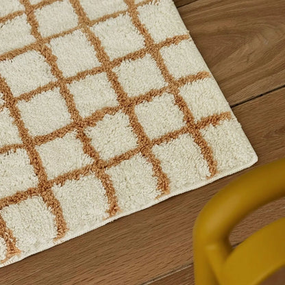 Tufted Shaggy Checkered Plush Accent Rugs