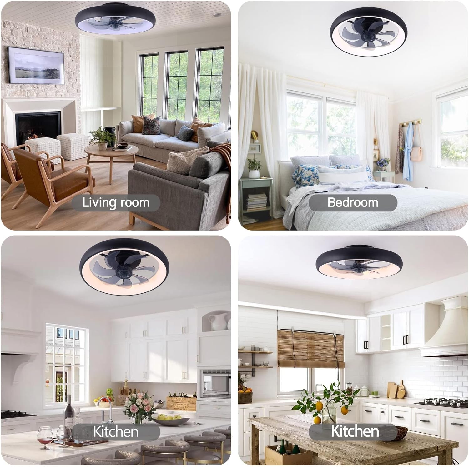 Femony Ceiling Fans with Light,20" Dimmable Modern Ceiling Fans with Lights and Remote,3 Light Color Change/6-Speed/Timing Setting,Flush Mount Ceiling Fan for Bedroom,Matte Black Finish Ceiling Fans Ceiling Fans & Accessories Lighting & Ceiling Fans Tools & Home Improvement