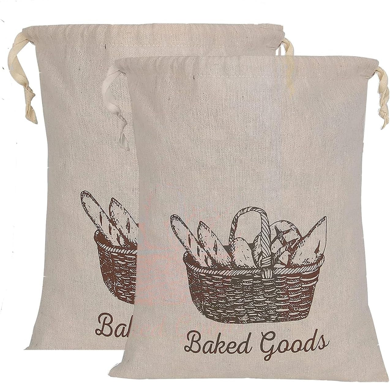 Bread Bags for Home Made Bread 2 Pack - Linen Bread Bag Reusable Natural, Bread Loaf Bags, Reusable Produce Storage Veggie and Bread Keeper Home & Kitchen Kitchen & Dining Reusable Grocery Bags Storage & Organization Travel & To-Go Food Containers