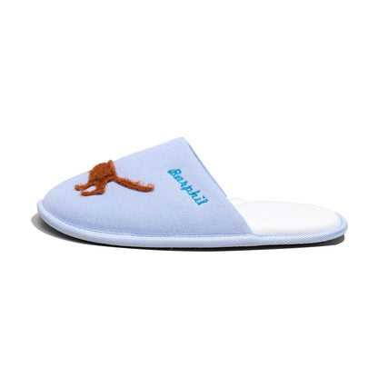 Plush Embroidered Dachshund Slides Polyester House Slippers