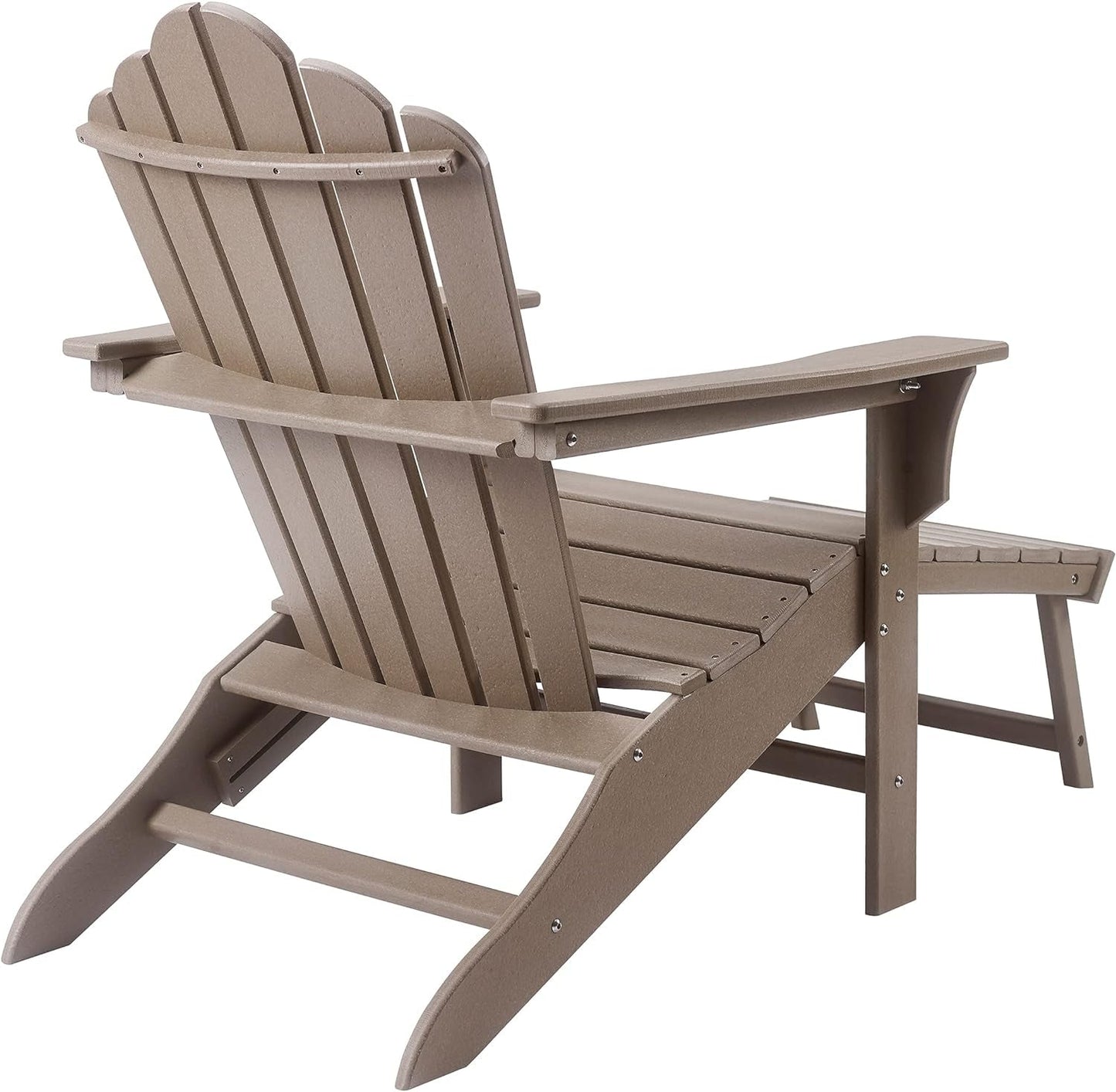 Outdoor Adirondack Chair, Classic Adirondack Chair with Ottoman, Weather Resistant Chairs for Patio, Garden, Beach, Pool, Brown Adirondack Chairs Chairs Lawn & Garden Patio Patio Furniture & Accessories Patio Seating