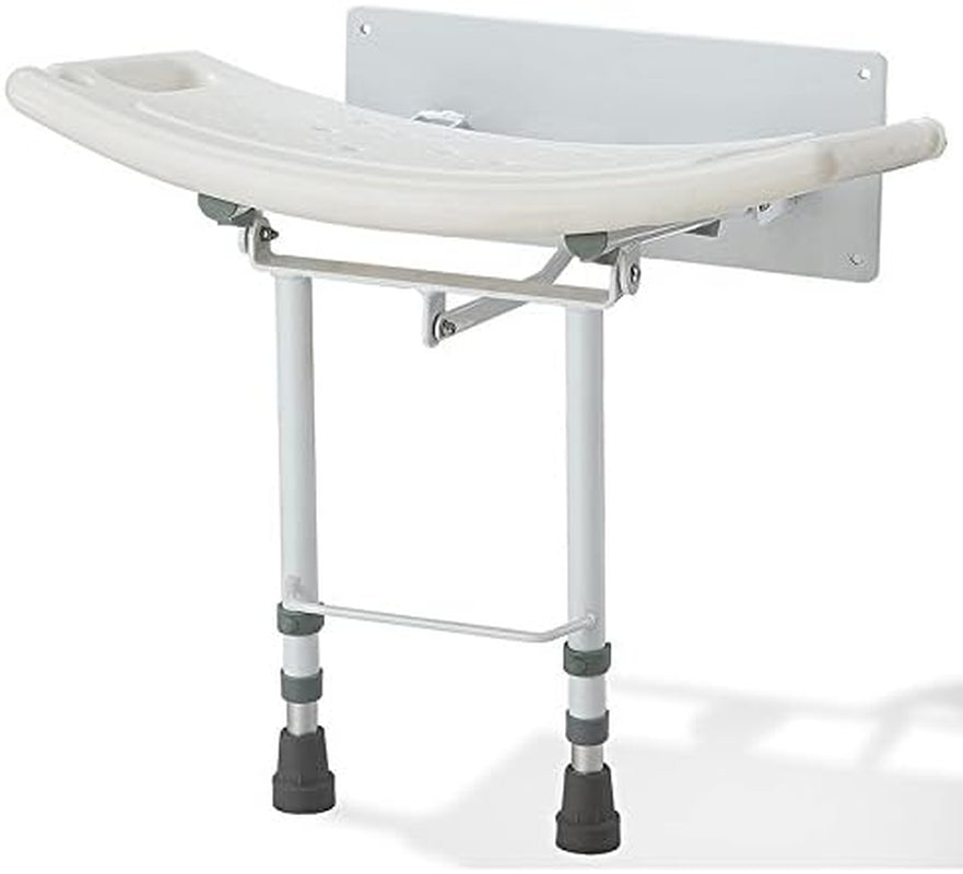 ECSS05W Fold down Wall Mounted Shower Seat with Legs Aids & Accessories Bath & Shower Aids Bath & Shower Safety Seating & Transfer Benches Bathroom Safety Mobility & Daily Living Aids