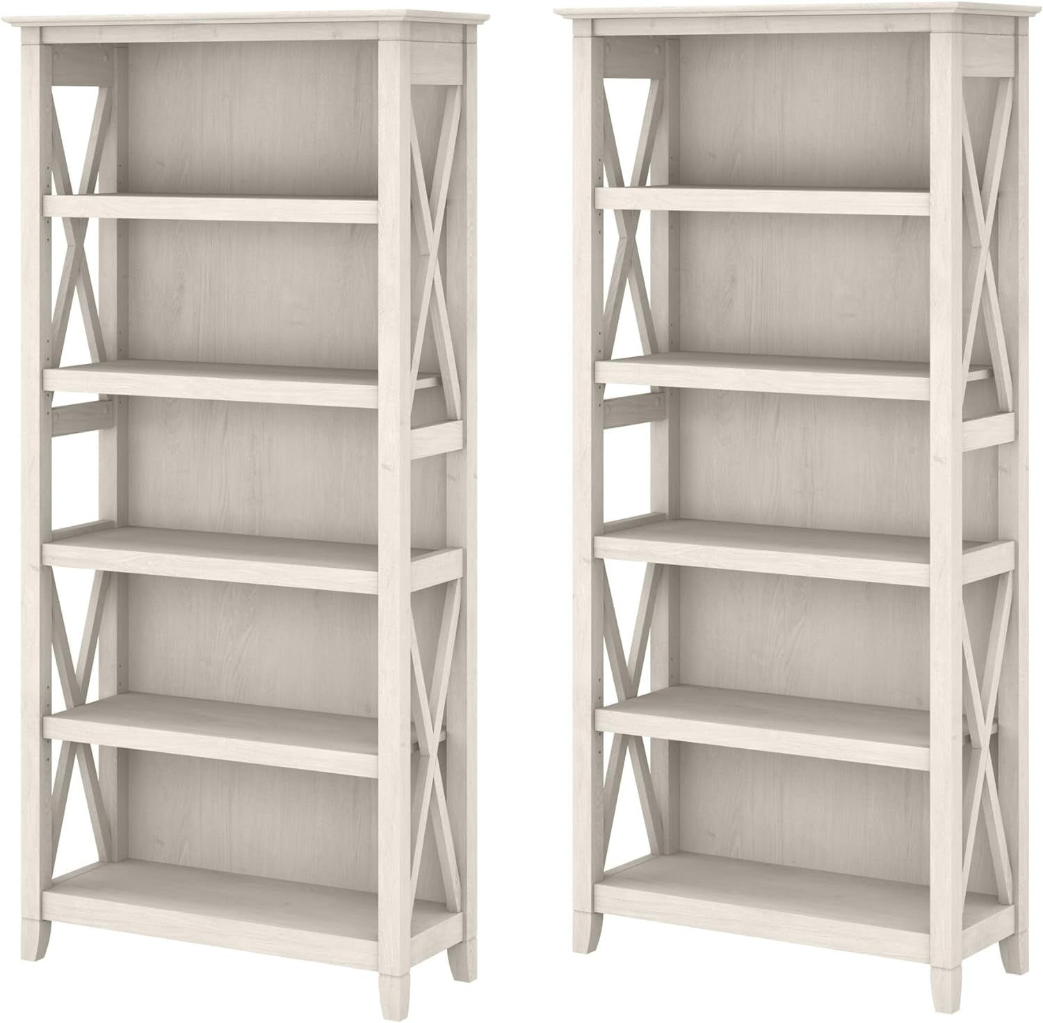 Bush Furniture 046CG Key West 5-Shelf 66-Inch H Bookcase Set, Cape Cod Gray Bookcases Furniture Home & Kitchen Home Office Furniture