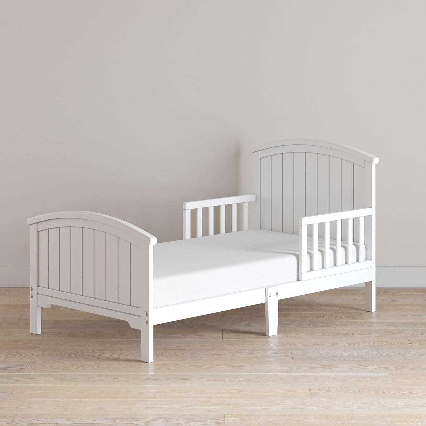 Child Craft Hampton Arch Top Toddler Bed for Kids with Guard Rails, Low to Ground Design, Made of Pinewood, Featuring Clean Lines to Match Any Décor (Matte White) Baby Products Furniture Infant & Toddler Beds Nursery Toddler Beds