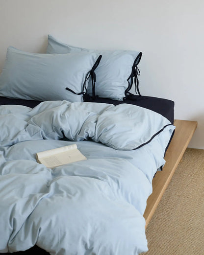 Soft Contrast Tie Washed Cotton Bedding Set