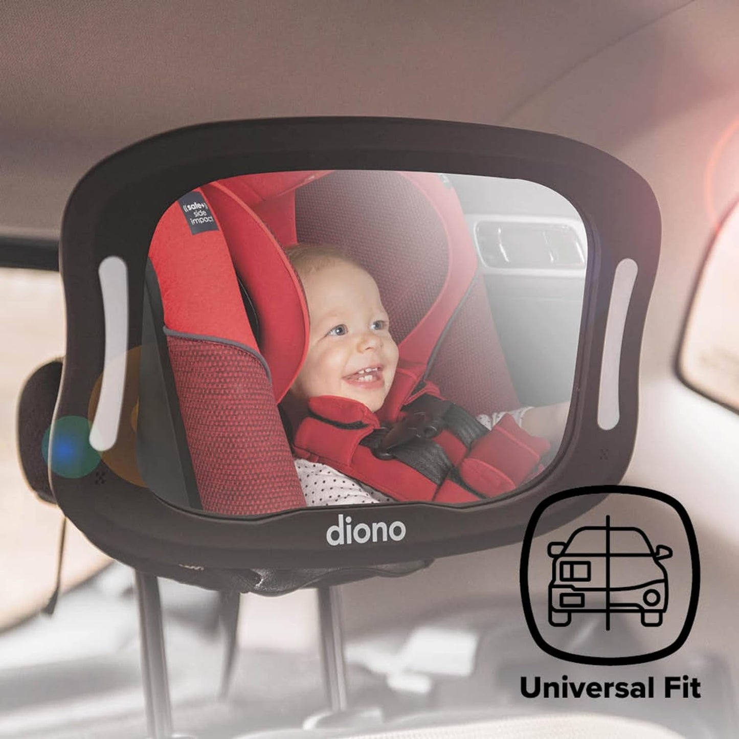 Diono Easy View XXL Baby Car Mirror with Extra Wide View, Safety Car Seat Mirror for Rear Facing Infant with 360 Rotation, LED Night Light, Wide Crystal Clear View, Shatterproof, Crash Tested Accessories Baby Products Car Seats & Accessories Rear Facing Mirrors