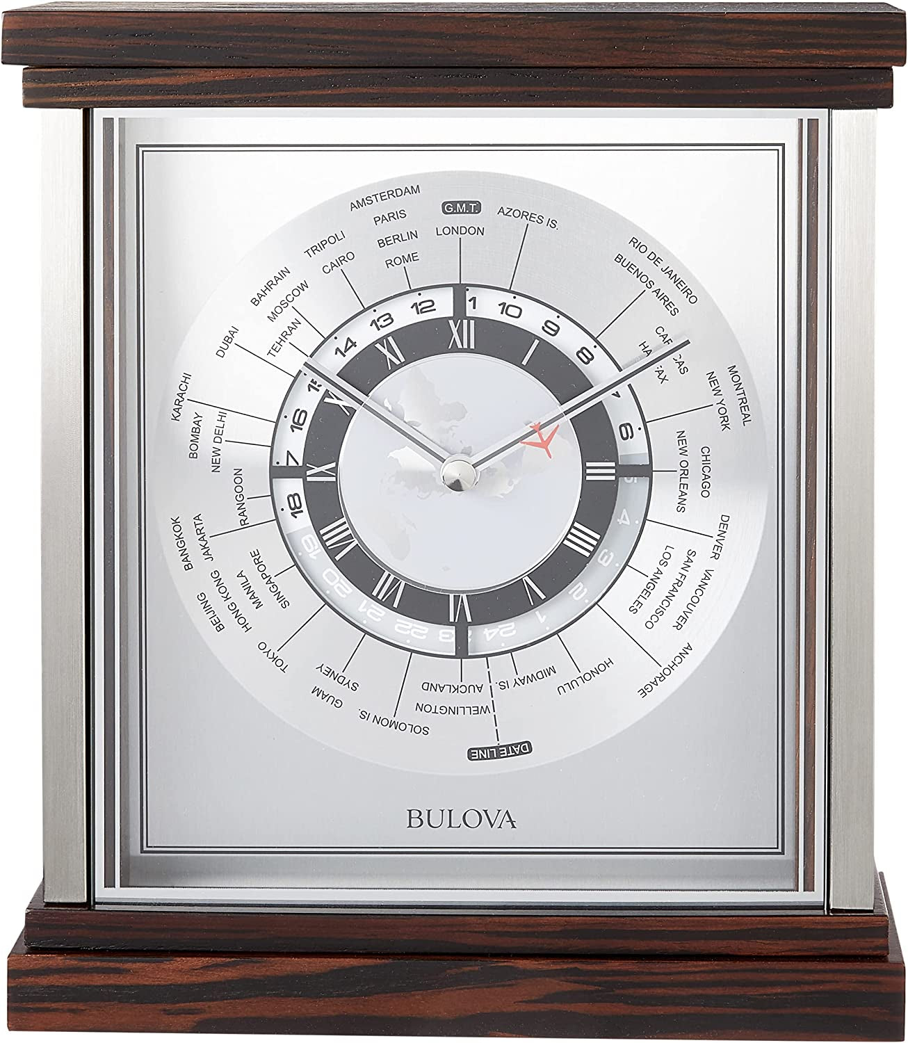 Bulova B2258 Wyndmere World Time Clock Clocks Desk & Shelf Clocks Home & Kitchen Home Décor Products