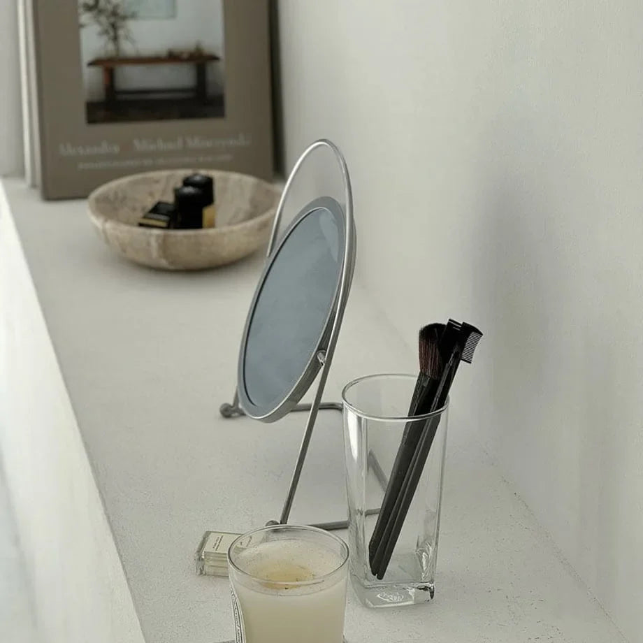 Matte Metal Swivel Desktop Mirror