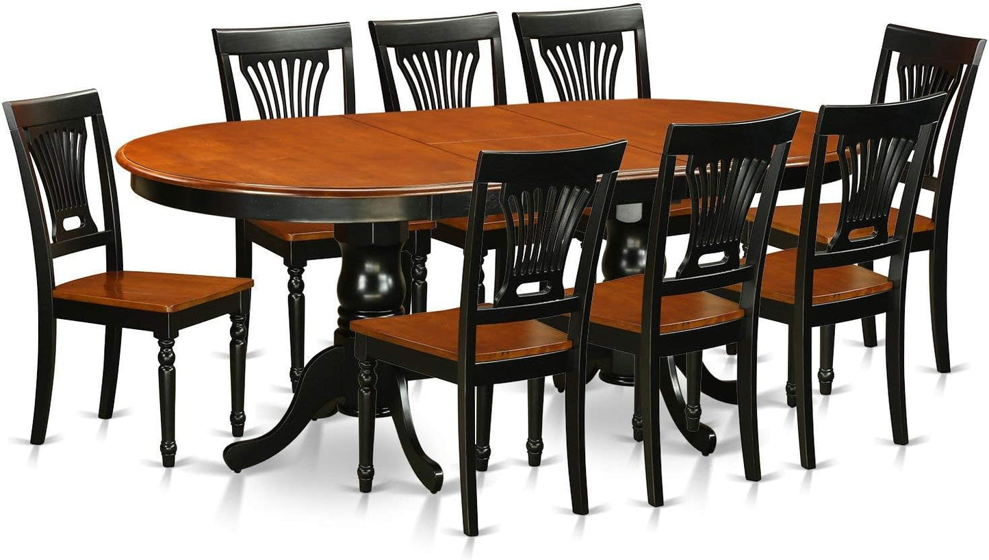 East West Furniture PLAI7-BLK-W 7 Piece Dining Room Table Set Consist of an Oval Kitchen Table with Butterfly Leaf and 6 Dining Chairs, 42X78 Inch, Black & Cherry Dining Room Furniture Furniture Home & Kitchen Table & Chair Sets