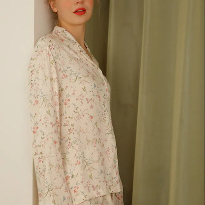 Silky Vintage Floral Cotton Sateen Pajama Set