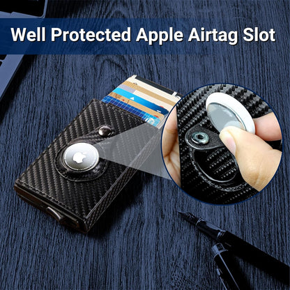 Airtag Wallet Men with Airtag Holder, Slim Carbon Fiber Pop up Cardholder Wallet with ID Window, RFID Blocking & Air Tags Keychain (Apple Airtag Not Included) Accessories Card Cases & Money Organizers Clothing Men Shoes & Jewelry Wallets