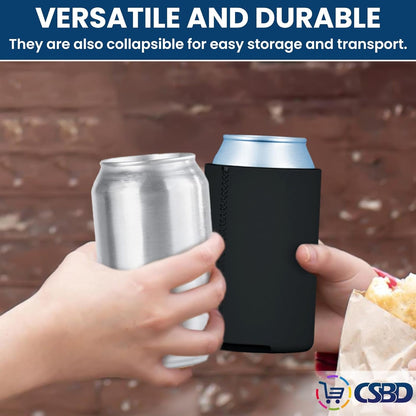 CSBD 25 Pack Blank Can Coolers, Foam Collapsible Insulated Can Sleeves for Beer, Soda, Water Bottles, Bulk Customizable Sublimation Blanks for DIY, HTV Vinyl Projects, Parties, Weddings - Black Home & Kitchen Kitchen & Dining Storage & Organization Thermocoolers Travel & To-Go Food Containers