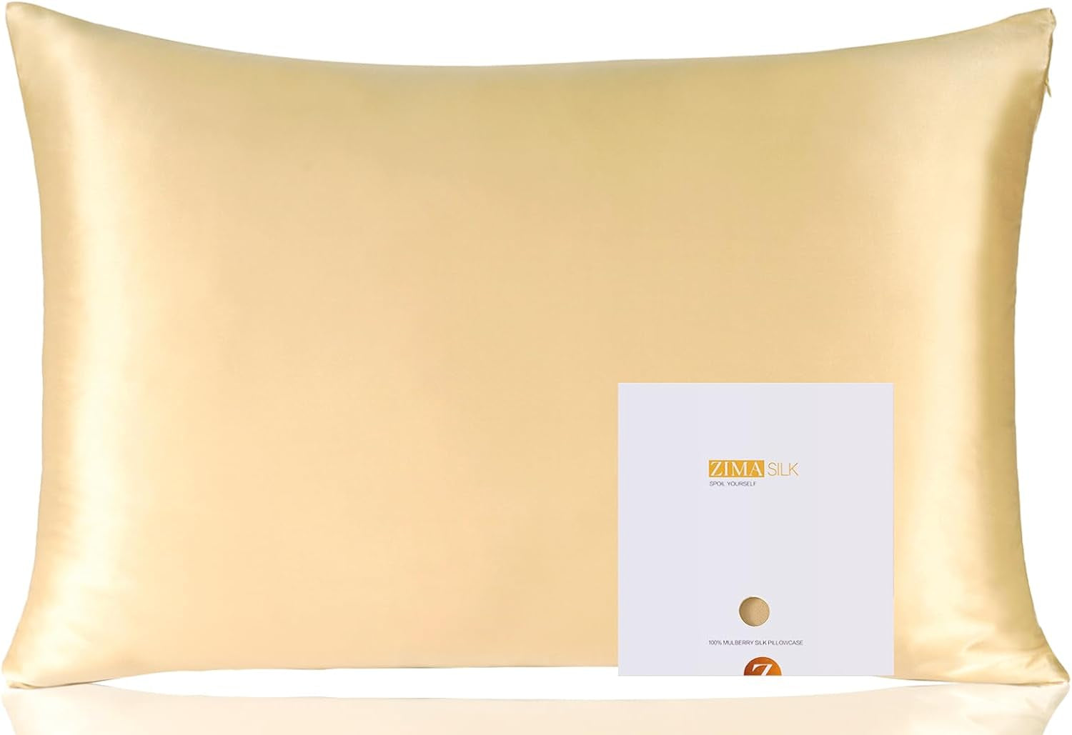 ZIMASILK 100% Pure Mulberry Silk Pillowcase for Hair and Skin Health,Soft and Smooth,Both Sides Premium Grade 6A Silk,600 Thread Count,With Hidden Zipper,1Pc(Standard 20''X26'',Beige) Bedding Home & Kitchen Pillowcases Sheets & Pillowcases