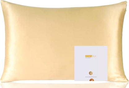 ZIMASILK 100% Pure Mulberry Silk Pillowcase for Hair and Skin Health,Soft and Smooth,Both Sides Premium Grade 6A Silk,600 Thread Count,With Hidden Zipper,1Pc(Standard 20''X26'',Beige) Bedding Home & Kitchen Pillowcases Sheets & Pillowcases