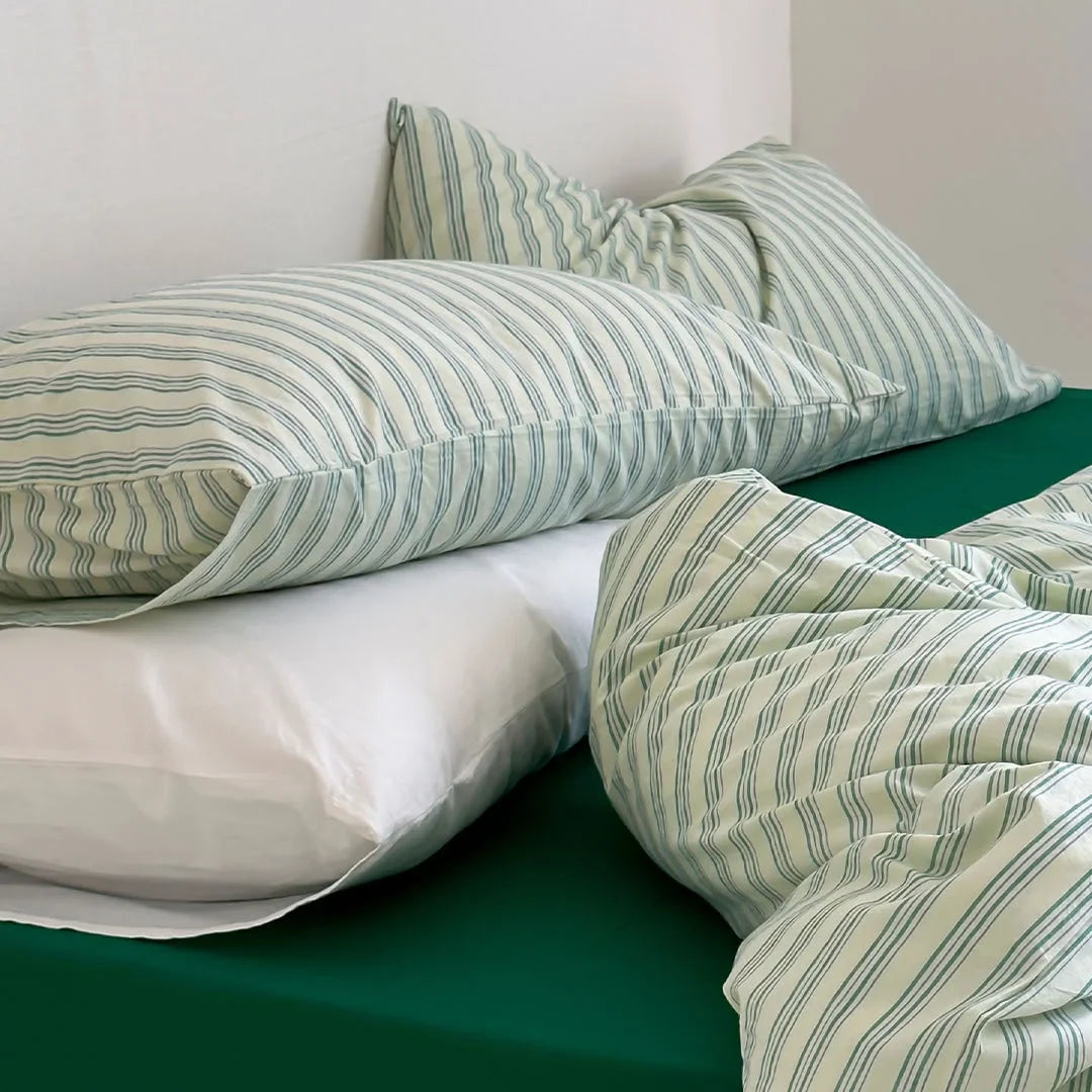 Ultra-Soft Pinstripe Washed Cotton Bedding Set