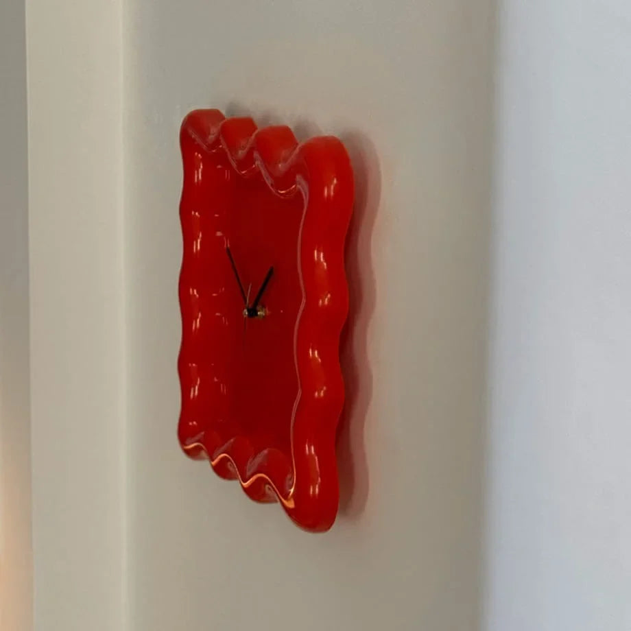 Wavy Squiggle Frame Minimalist Melamine Clock