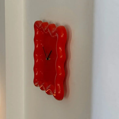 Wavy Squiggle Frame Minimalist Melamine Clock