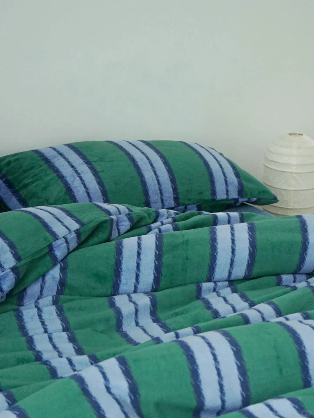 Plush Bold Striped Velvet Bedding Set