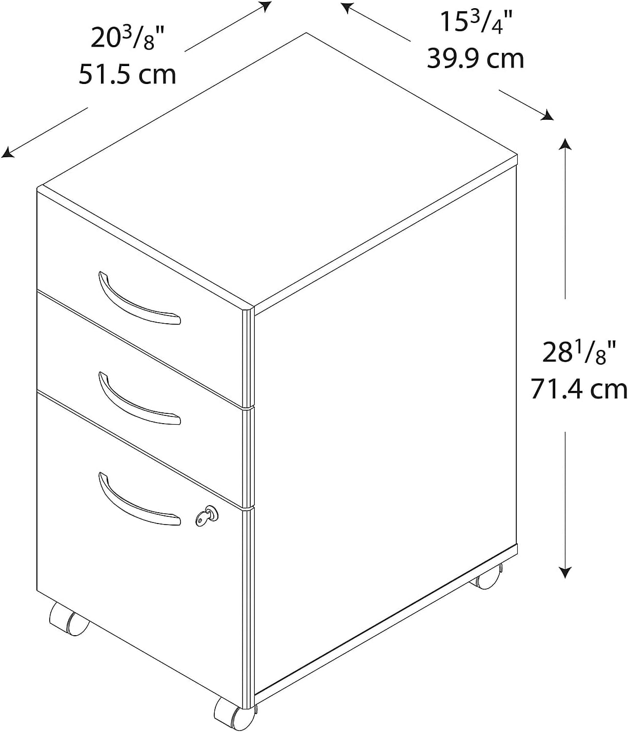 Bush Furniture BSHWC72453SU Series C Collection Three-Drawer Mobile Pedestal (Assembled) Natural Cherry Cabinets File Cabinets Mobile File Cabinets Office Furniture & Lighting Office Products Racks & Shelves