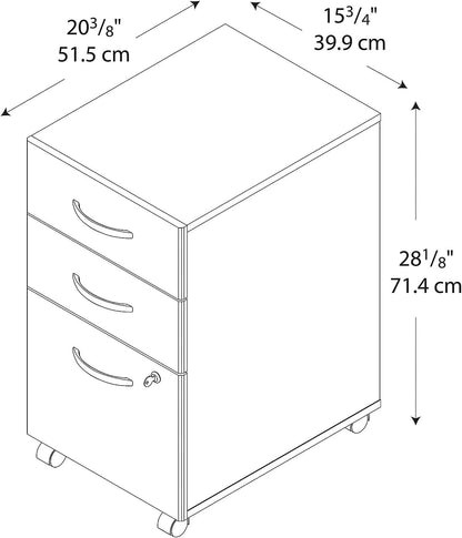 Bush Furniture BSHWC72453SU Series C Collection Three-Drawer Mobile Pedestal (Assembled) Natural Cherry Cabinets File Cabinets Mobile File Cabinets Office Furniture & Lighting Office Products Racks & Shelves