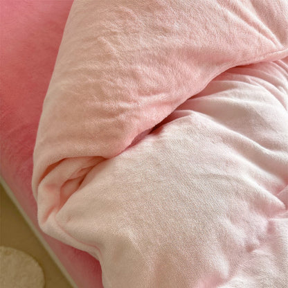 Pastel Pink to Yellow Gradient Fleece Bedding Set