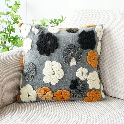 Fluffy Flowers Retro Cushion Cover