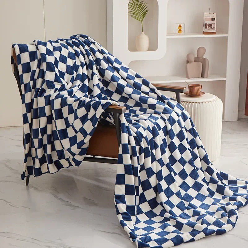 Plush Checkered Throw Blanket cover quilt SUB CATEGORY_Throw Blankets