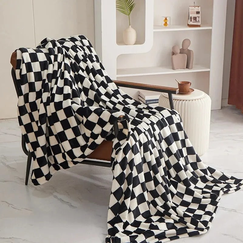 Plush Checkered Throw Blanket cover quilt SUB CATEGORY_Throw Blankets