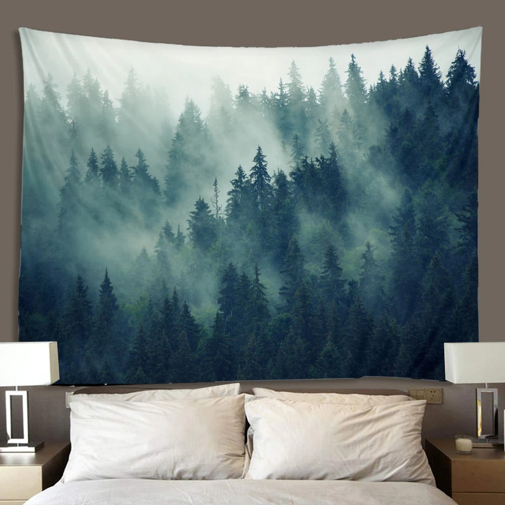 Nordic Foggy Forest Big Tapestry landscape nature SUB CATEGORY_Tapestries