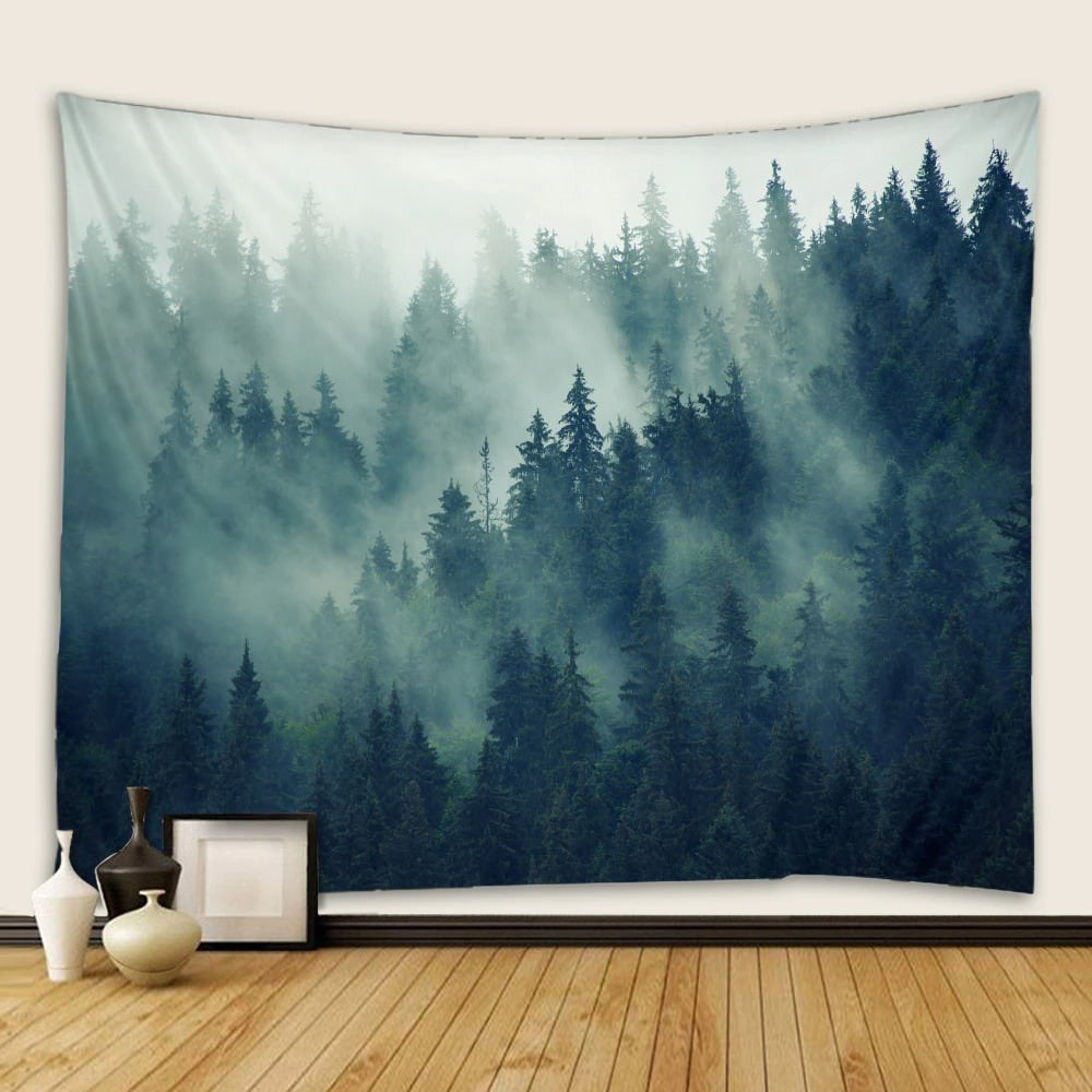 Nordic Foggy Forest Big Tapestry landscape nature SUB CATEGORY_Tapestries