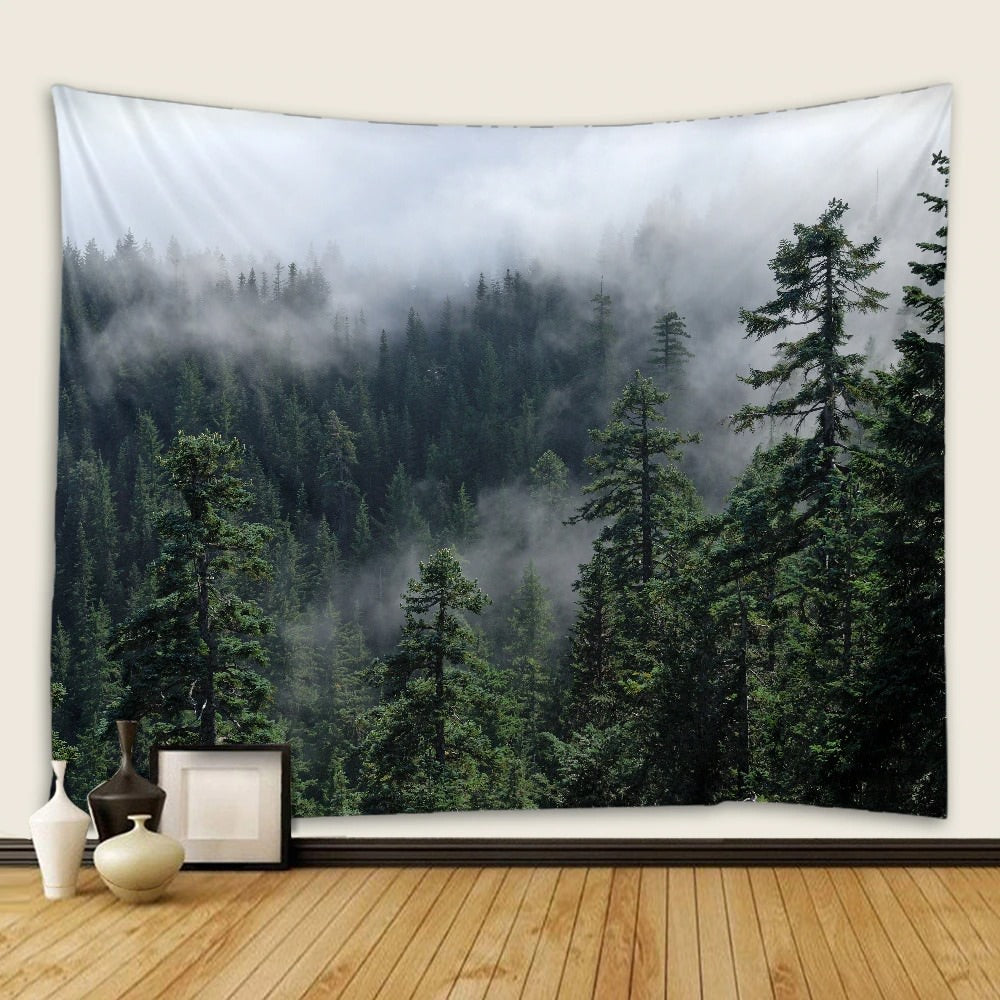 Nordic Foggy Forest Big Tapestry landscape nature SUB CATEGORY_Tapestries