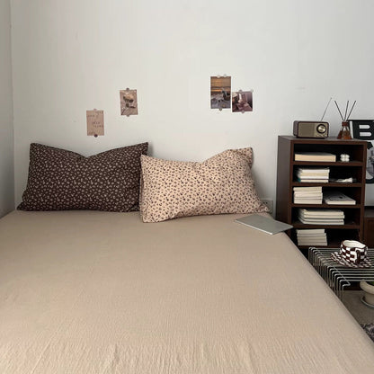 French Aesthetic Vintage Brown Flowers Bedding Set