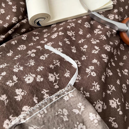 French Aesthetic Vintage Brown Flowers Bedding Set