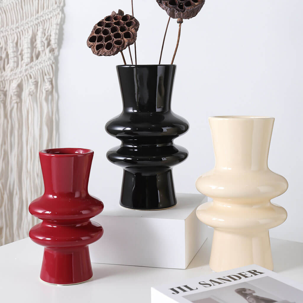 French Modern Sculpted Ceramic Vase