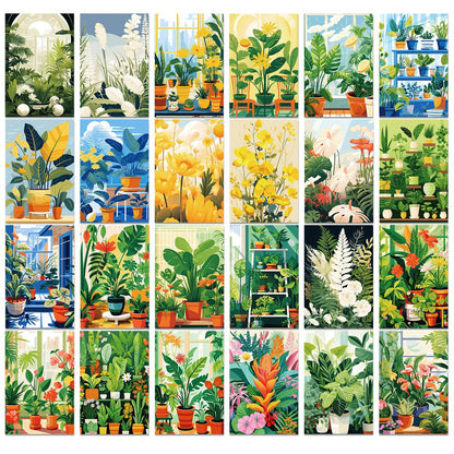 Fresh Green Flowers Wall Collage Cards Kit