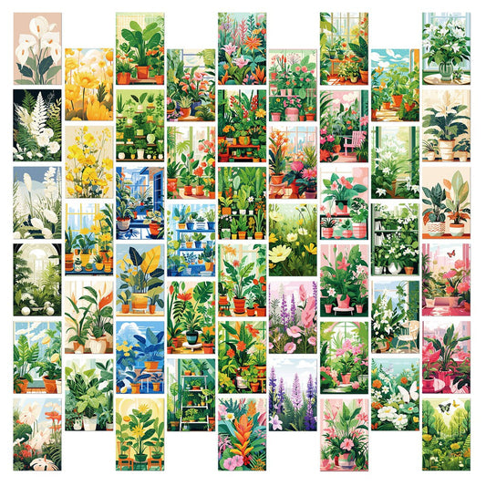 Fresh Green Flowers Wall Collage Cards Kit