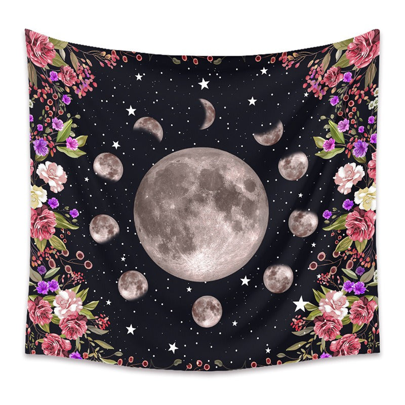 Full Moon Flowers Tapestry AESTHETIC_Fairycore AESTHETIC_Witchcore fairy SUB CATEGORY_Tapestries