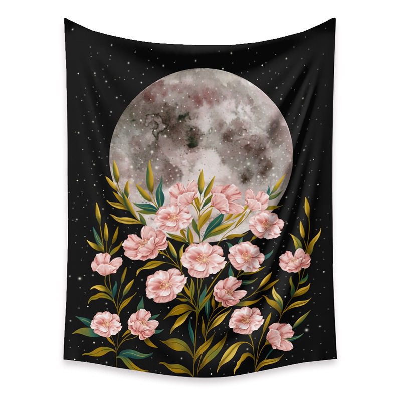 Full Moon Flowers Tapestry AESTHETIC_Fairycore AESTHETIC_Witchcore fairy SUB CATEGORY_Tapestries