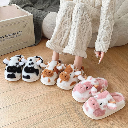 Chaussons en peluche vache Moo