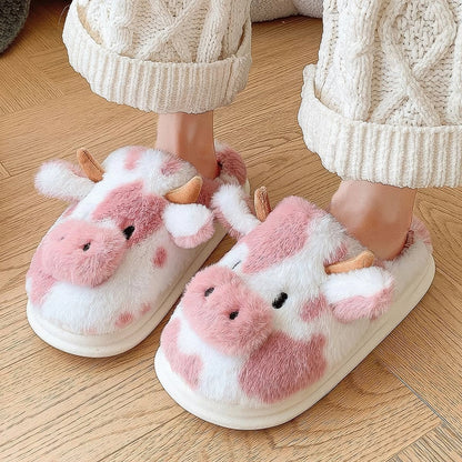 Chaussons en peluche vache Moo