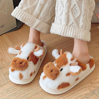 Chaussons en peluche vache Moo