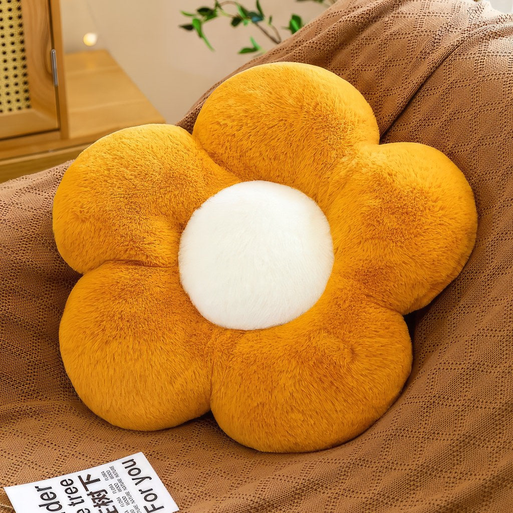 Almohada de felpa de otoño de flores peludas